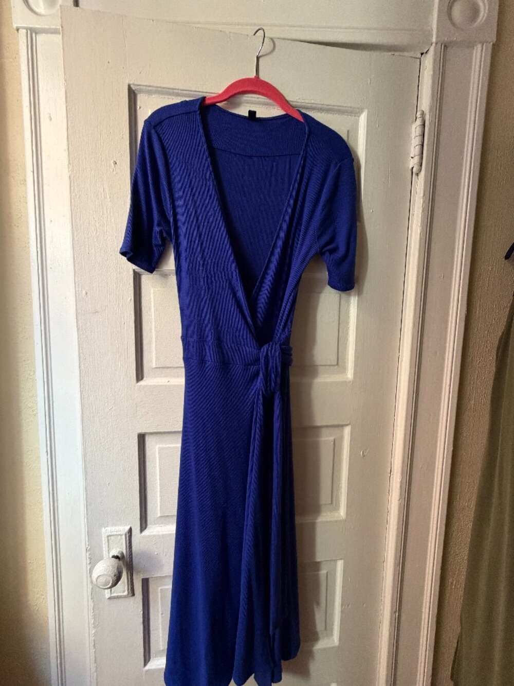 .Crew cobalt blue ribbed knit wrap maxi dress size XS